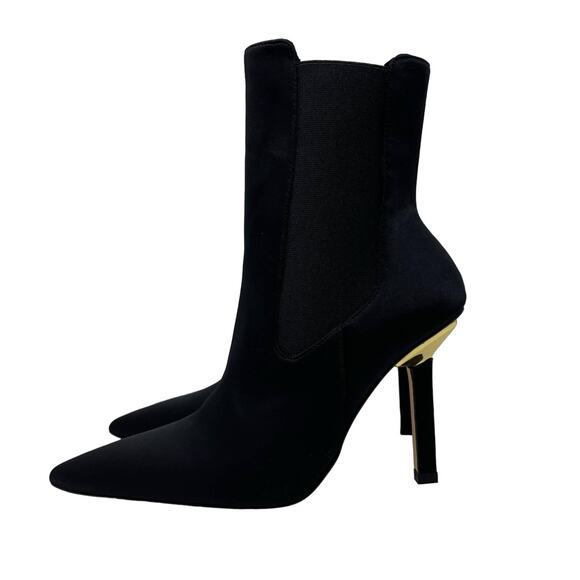 Good American High Kickstand Suede Bootie Size 7.5 Neoprene Black GA118N-X - Picture 4 of 7